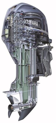 spaccato tecnico motore Yamaha F40 GETL